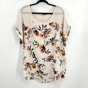 Lungo L'arno Made in Italy Linen Floral Print Pullover Top 1X Romantic Lagenlook